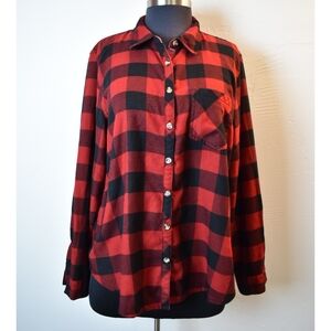 Maurices Red and Black Buffalo Check Plaid Shirt